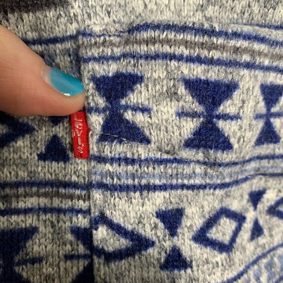 Levi's Southwestern Aztec Button Up Cardigan Shawl Sweater Multicolor Men's XL - Picture 5 of 9